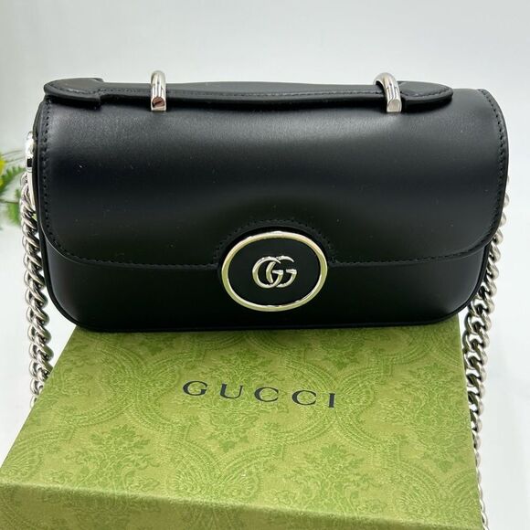 Gucci Handbags - Women’s Gucci, mini GG calf leather shoulder bag, detachable strap made Italy